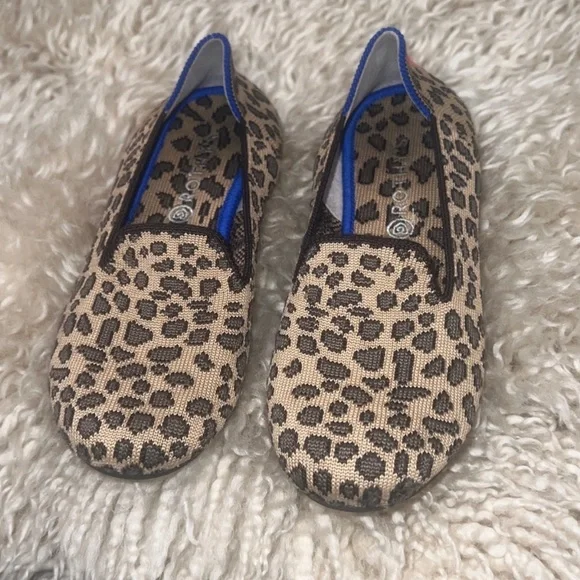 Rothy's Leopard Patterned Slip-Ons with Blue and Pink Accents - Picture 2 of 13